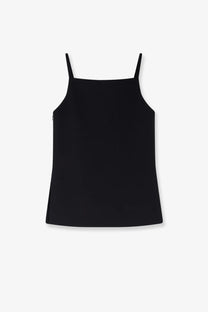 R2W women’s tinta square neck black sleeveless top with thin straps made from soft fabric for casual wear