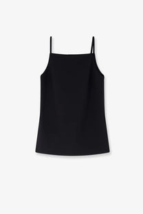 R2W women’s tinta square neck top black smooth minimalist black spaghetti strap camisole for casual wear