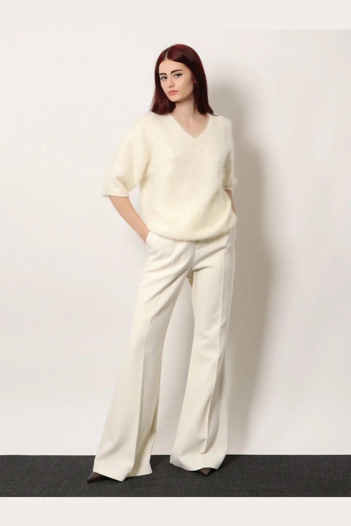 R2W Women's Vonnie Wool Trousers White, view 2