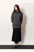 R2W Women's Wool and Cashmere Turtleneck Grey, view 2