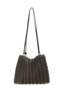 Rabanne women’s black chain-link shoulder bag with silver metal rings and matching strap in brown product listing