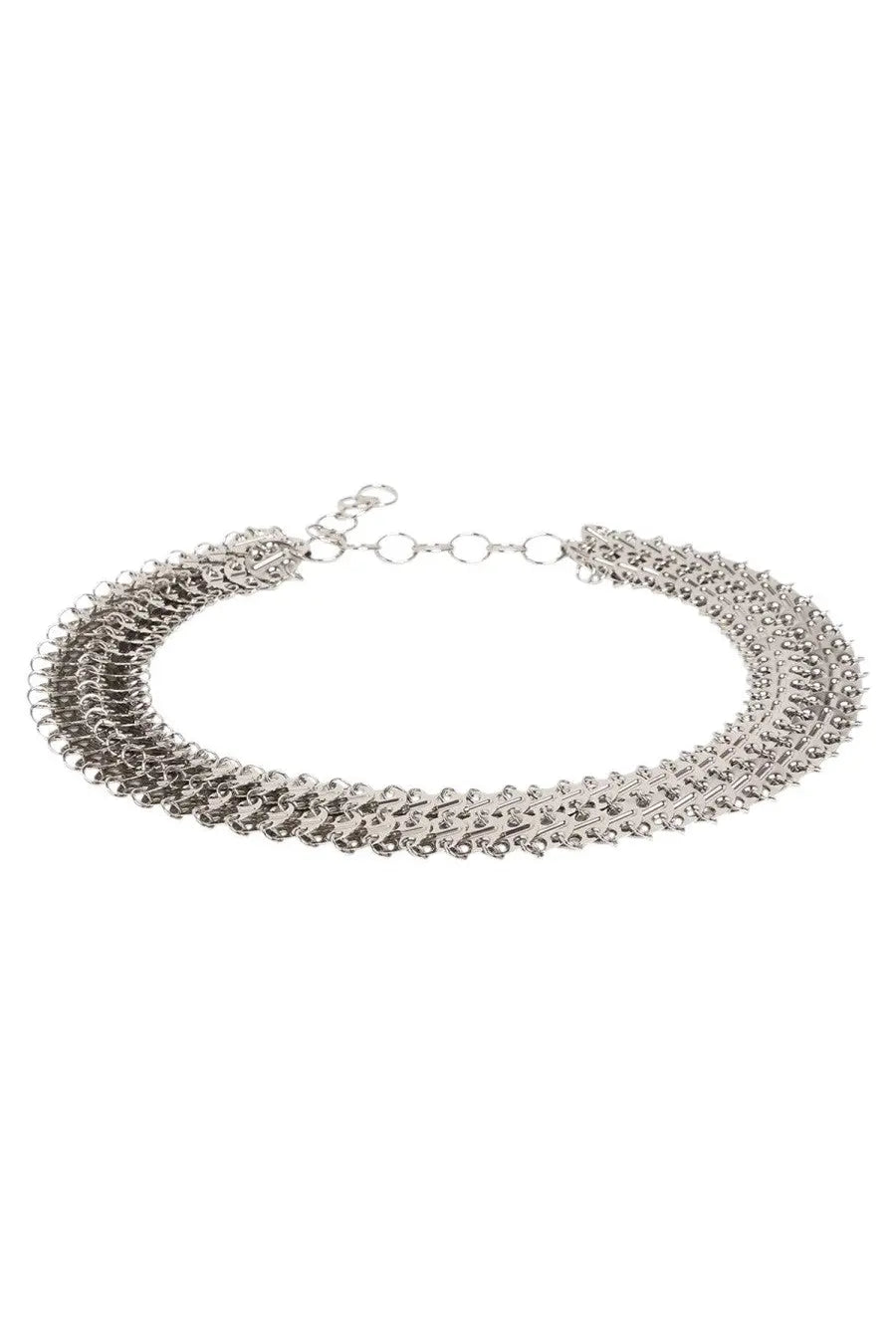 Rabanne women’s cintura silver silver metallic choker necklace with layered chain link design in metal material