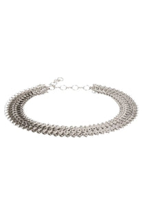 Rabanne women’s cintura silver silver metallic choker necklace with layered chain link design in metal material