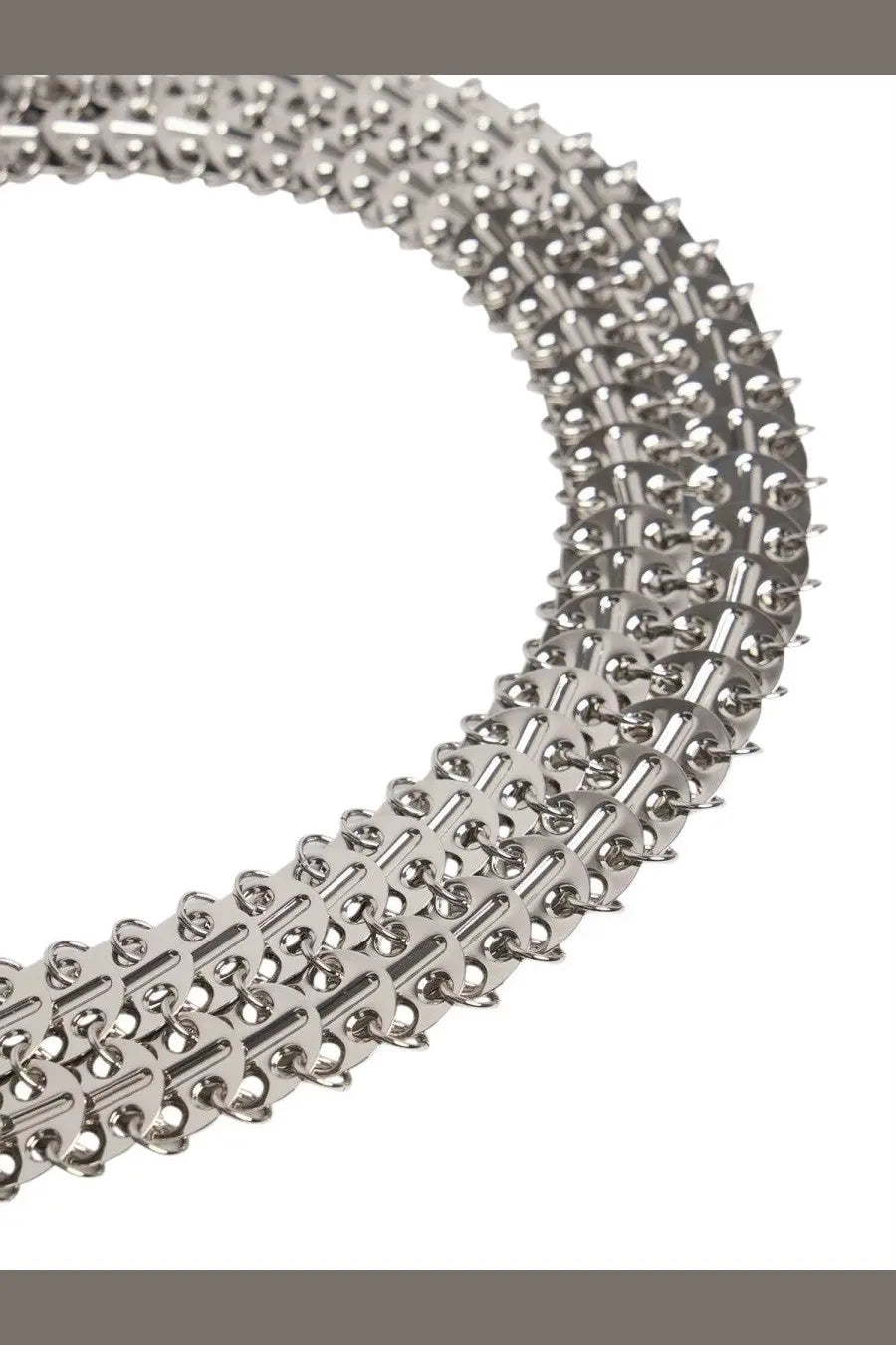 Rabanne women’s cintura silver silver-toned metal chain belt with distinctive interlocking spiked design