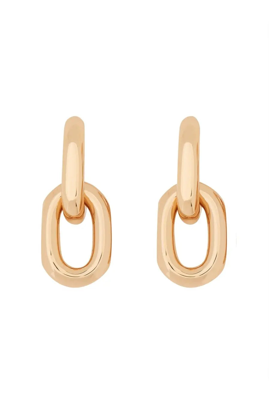 Rabanne Link Gold womens hoop earrings with interlocking oval links