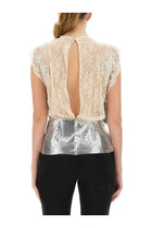 Rabanne Women's Lace and Sequin Top Silver, view 3