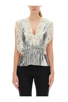 Rabanne Women's Lace and Sequin Top Silver