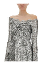 Rabanne Women's Long Lace Dress Silver, view 3
