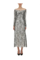 Rabanne Women's Long Lace Dress Silver