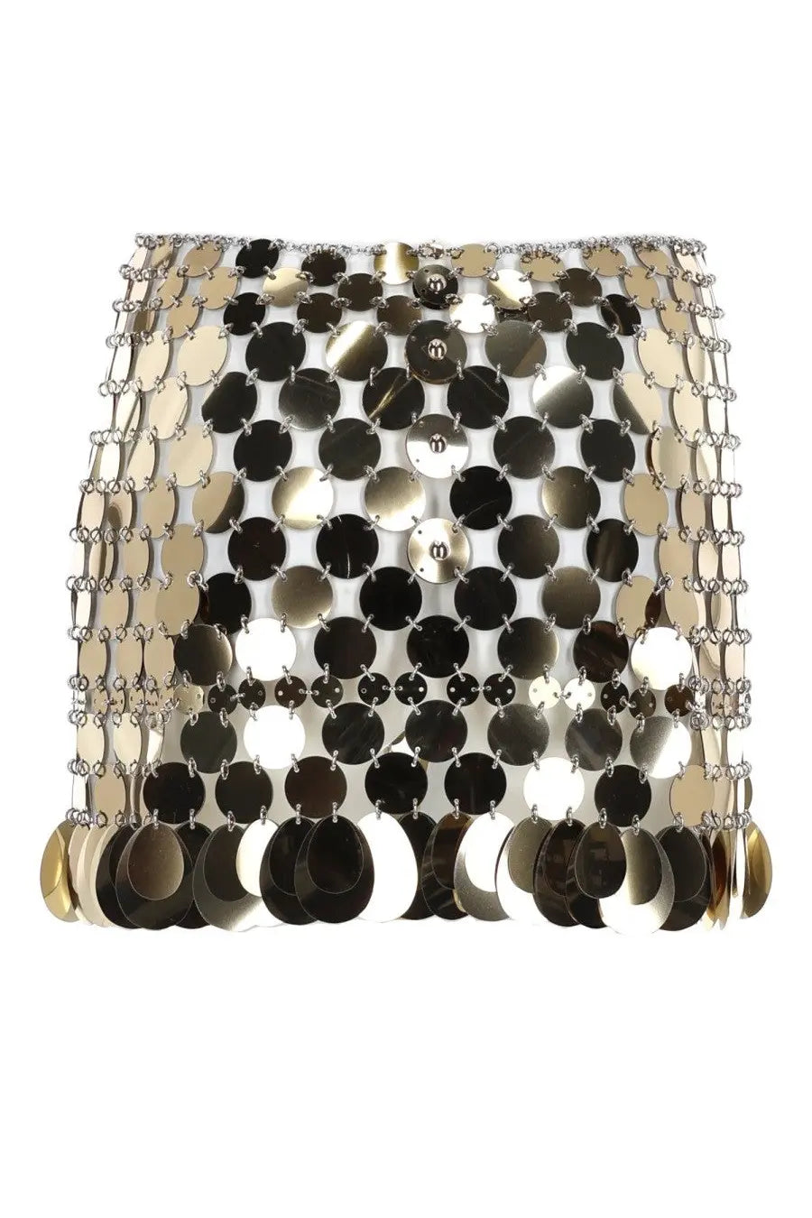 Rabanne Women's Sequinned Mini Skirt Gold, view 2