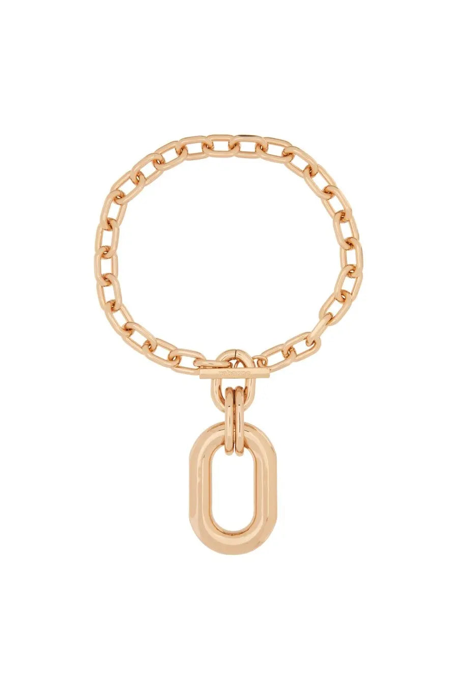 Rose gold-toned chain bracelet with an oval-shaped polished link pendant from Rabanne women’s necklace link blue collection