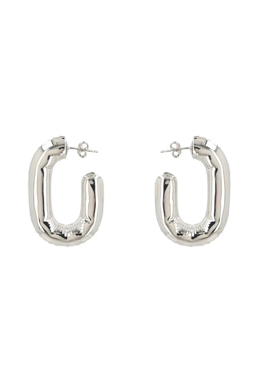 Rabanne women’s orecchini cerchio silver chunky silver-toned hoop earrings with textured polished finish
