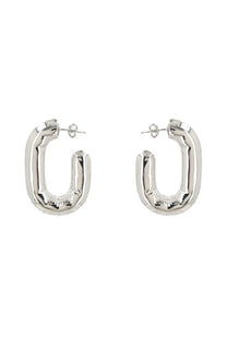 Rabanne women’s orecchini cerchio silver chunky silver-toned hoop earrings with textured polished finish