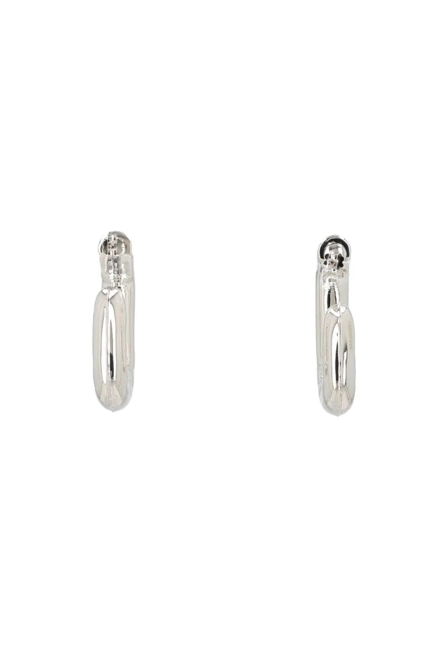 Rabanne women’s orecchini cerchio silver silver-toned minimalist hoop earrings with polished finish and vertical grooves