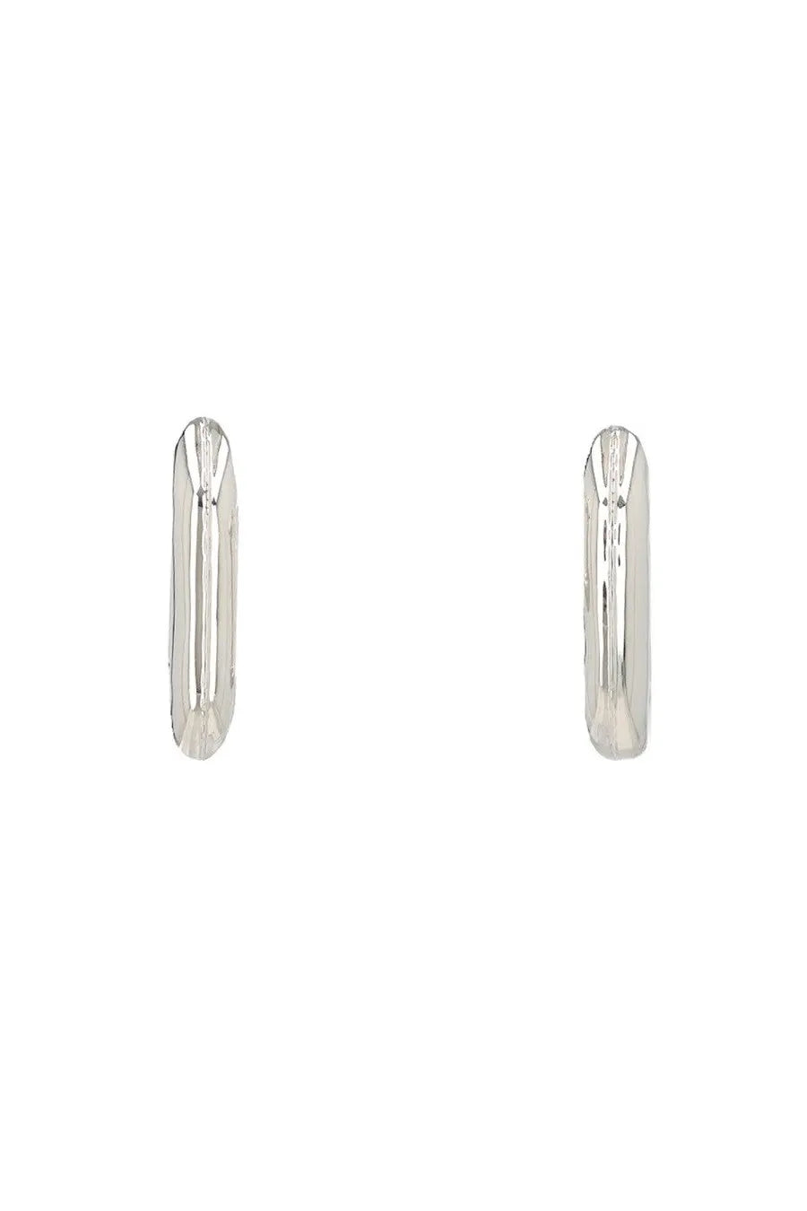 Rabanne women’s orecchini cerchio silver silver-toned minimalist hoop earrings with sleek elongated design and subtle grooves
