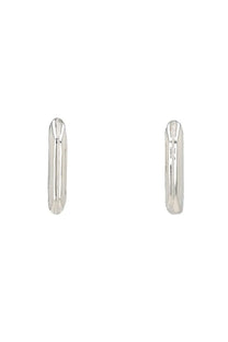 Rabanne women’s orecchini cerchio silver silver-toned minimalist hoop earrings with sleek elongated design and subtle grooves