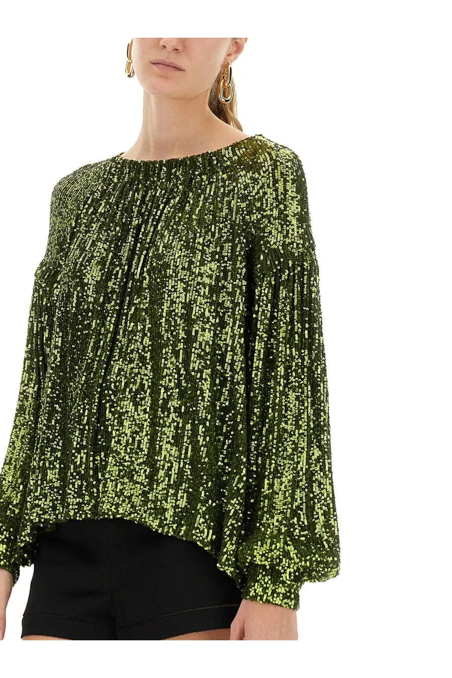 Rabanne Women's Sequin Blouse Green, view 4