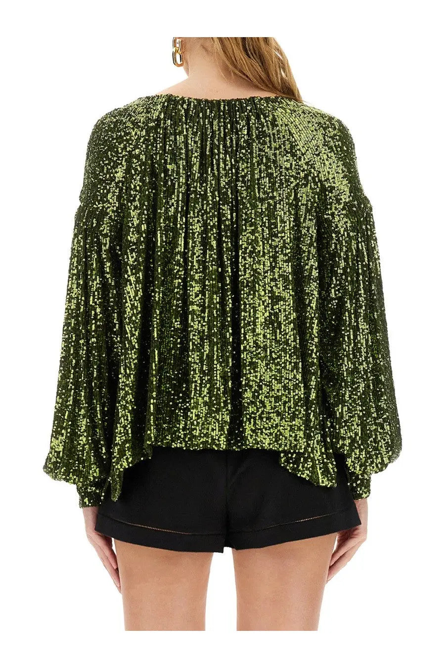 Rabanne Women's Sequin Blouse Green, view 3
