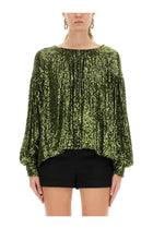 Rabanne Women's Sequin Blouse Green