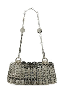 Rabanne women’s shoulder bag xtra silver with silver metallic chain-link and interlocking can-tab design