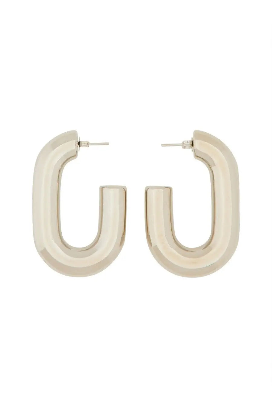 Cream-colored minimalist hoop earrings with sleek metallic finish and geometric design from rabanne women’s xl link silver collection