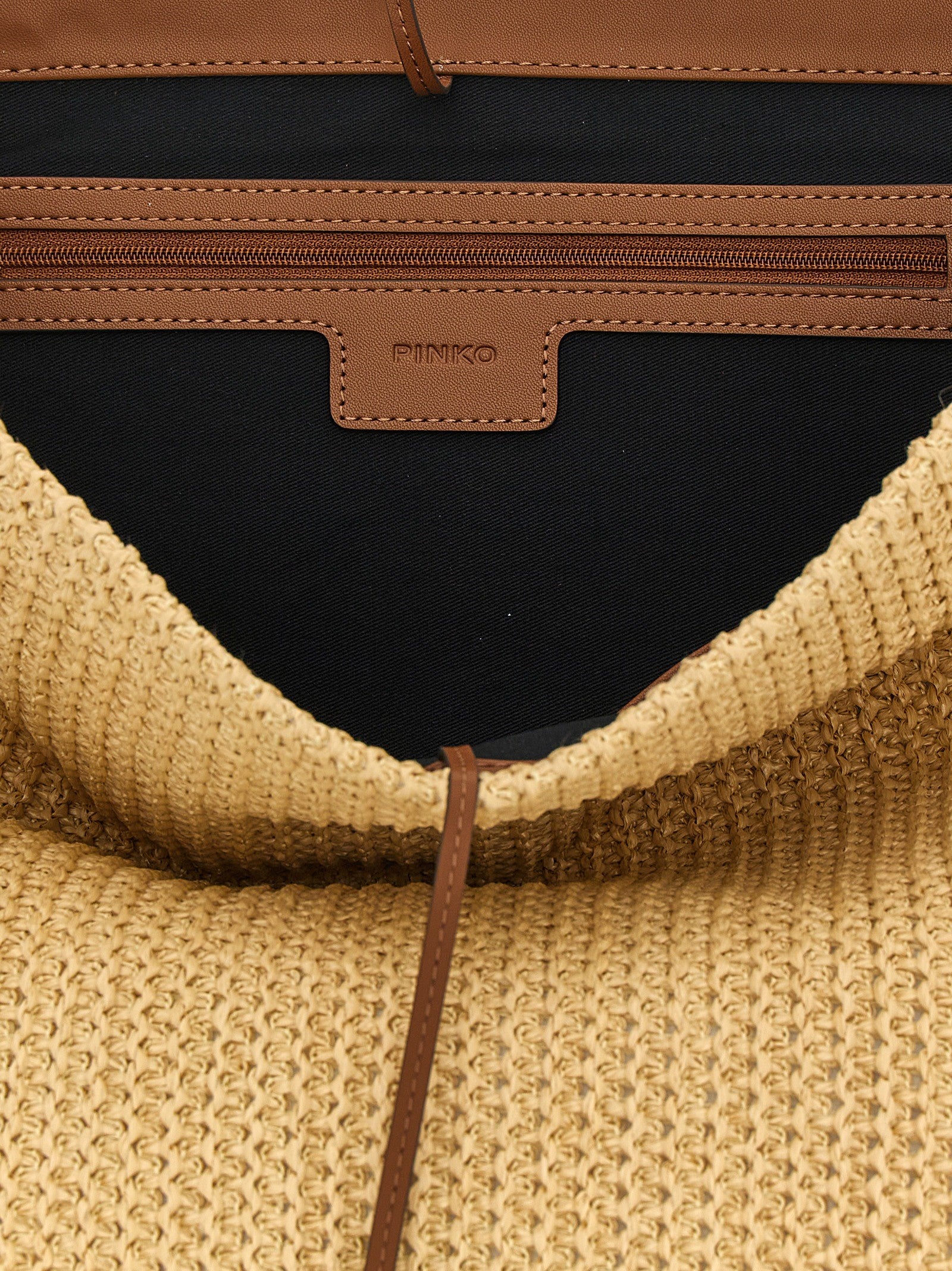 Pinko Raffia Bucket Beige