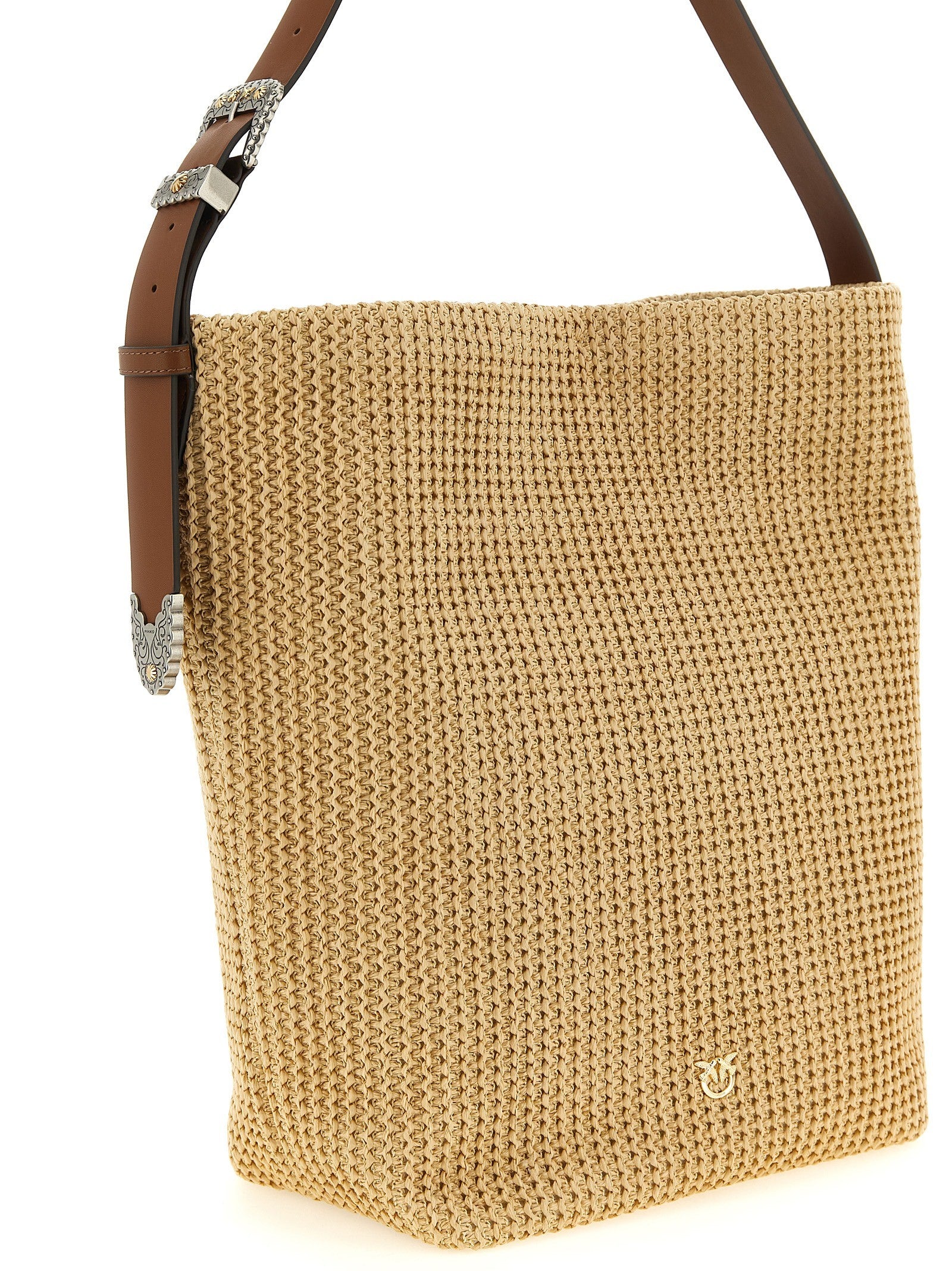 Pinko Raffia Bucket Beige