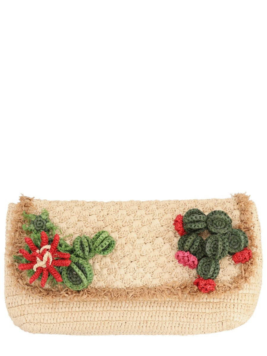 Anya Hindmarch Women's Raffia Cactus Clutch Bag Beige Anya Hindmarch