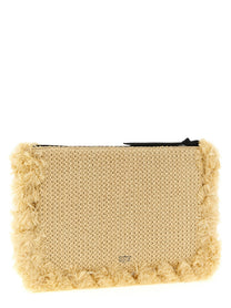 Pinko Raffia Clutch Beige