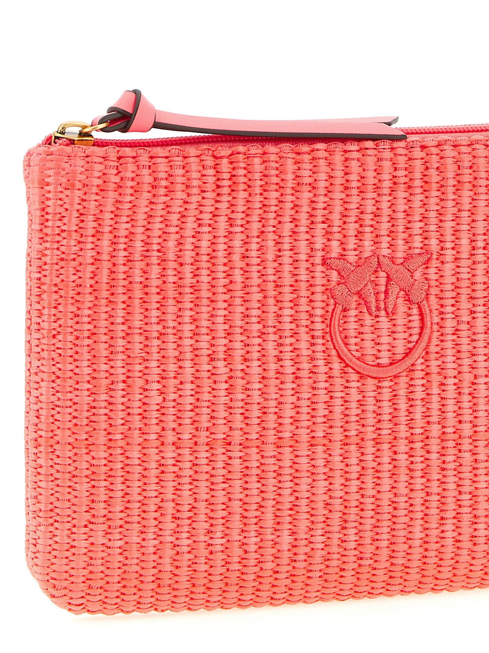 Pinko Raffia Clutch Pink