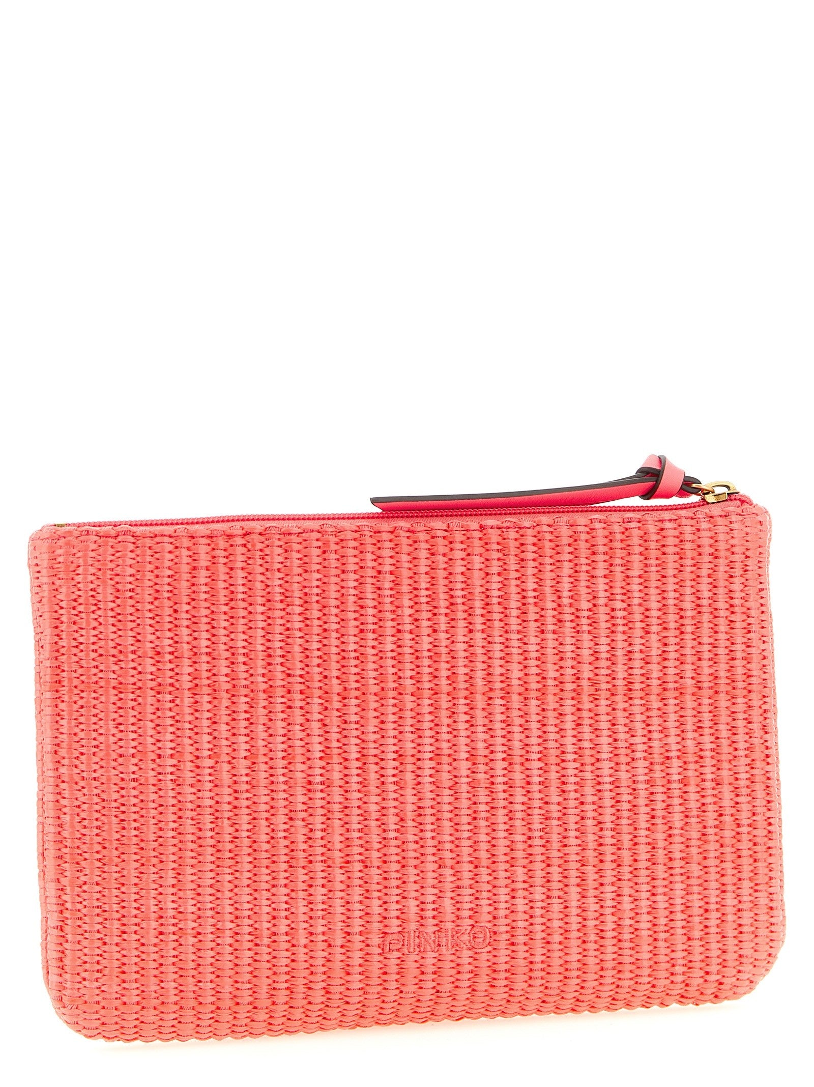 Pinko Raffia Clutch Pink