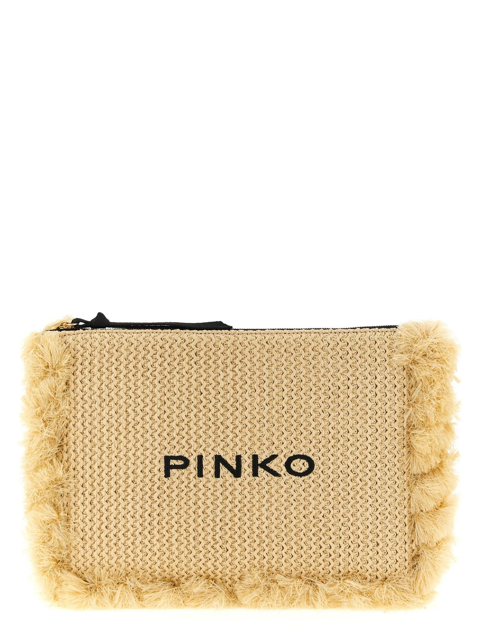 Pinko Raffia Clutch Beige