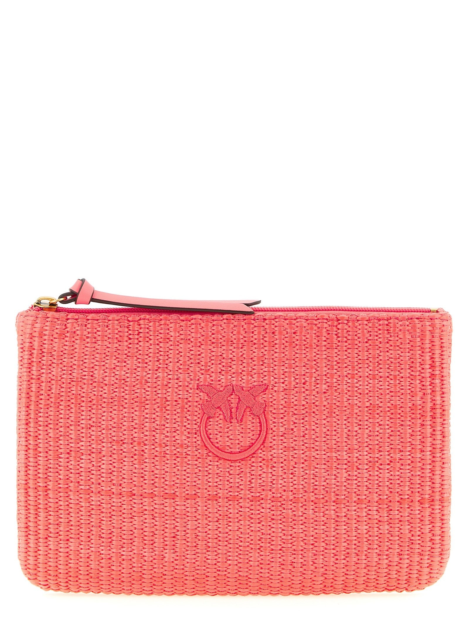 Pinko Raffia Clutch Pink