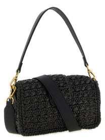 Twin Set Raffia Crossbody Bag Black