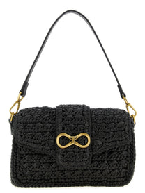 Twin Set Raffia Crossbody Bag Black