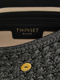 Twin Set Raffia Crossbody Bag Black