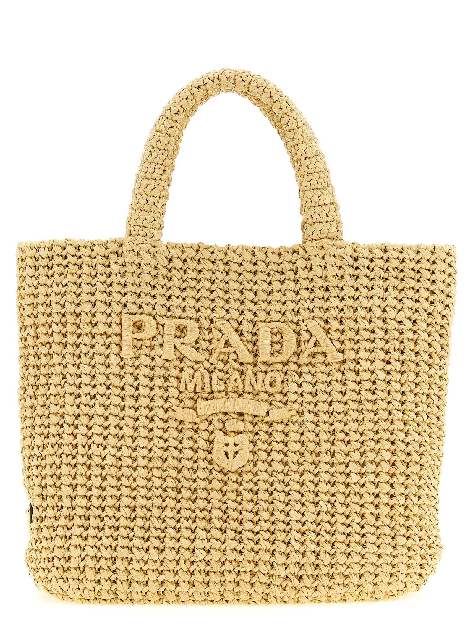 PRADA Raffia Handbag Beige