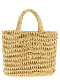 PRADA Raffia Handbag Beige