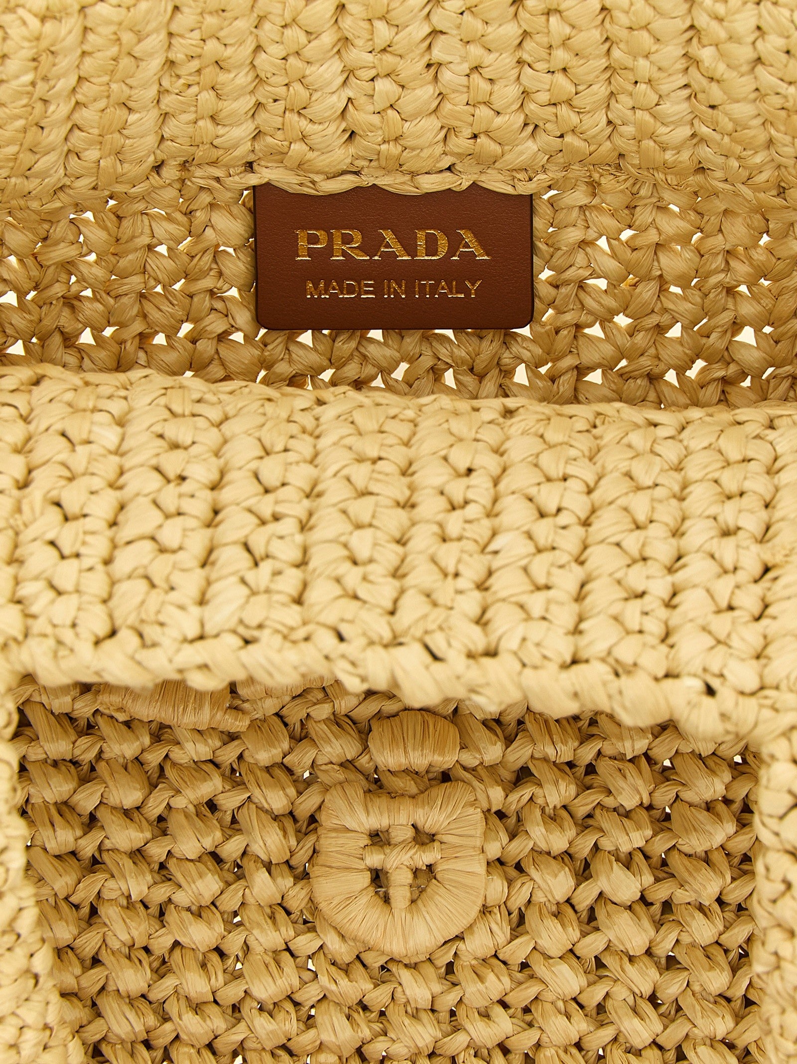 PRADA Raffia Handbag Beige