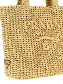 PRADA Raffia Handbag Beige