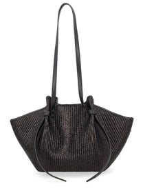Yuzefi Women's Raffia Mochi Bag Black