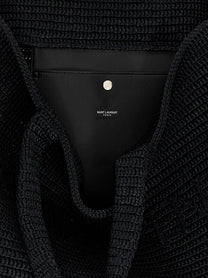 Saint Laurent Rafia Tote Bag Black