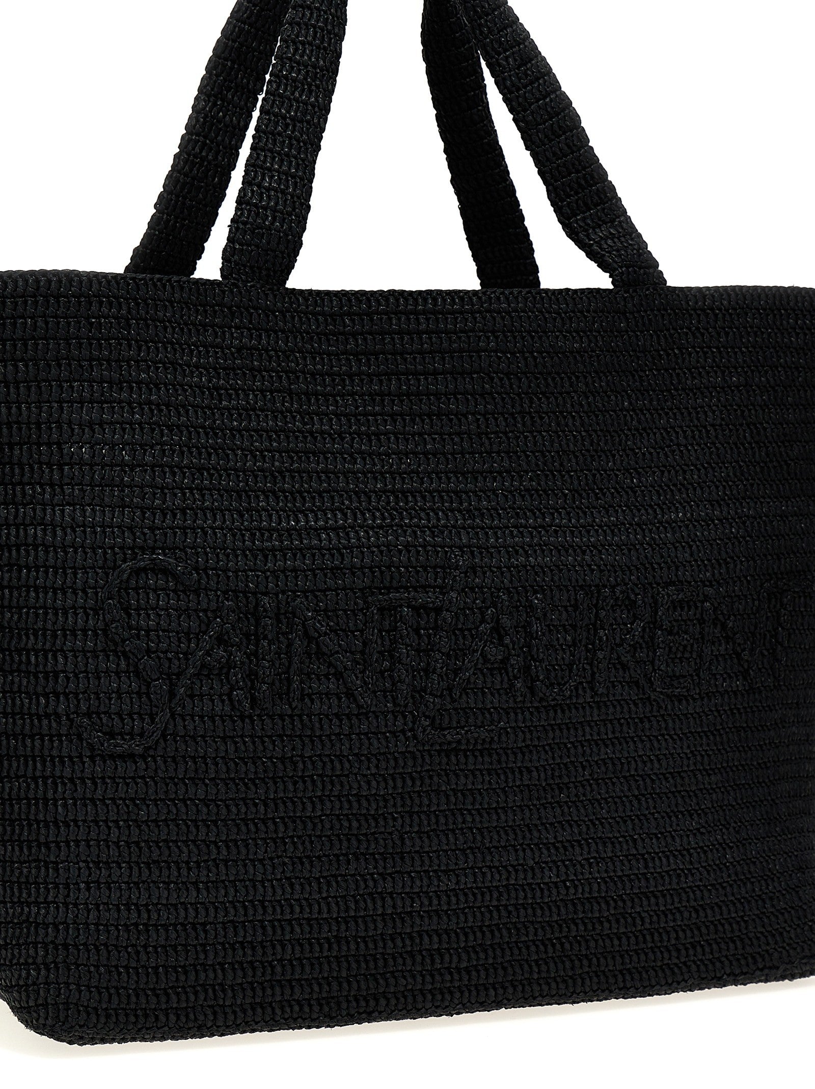 Saint Laurent Rafia Tote Bag Black