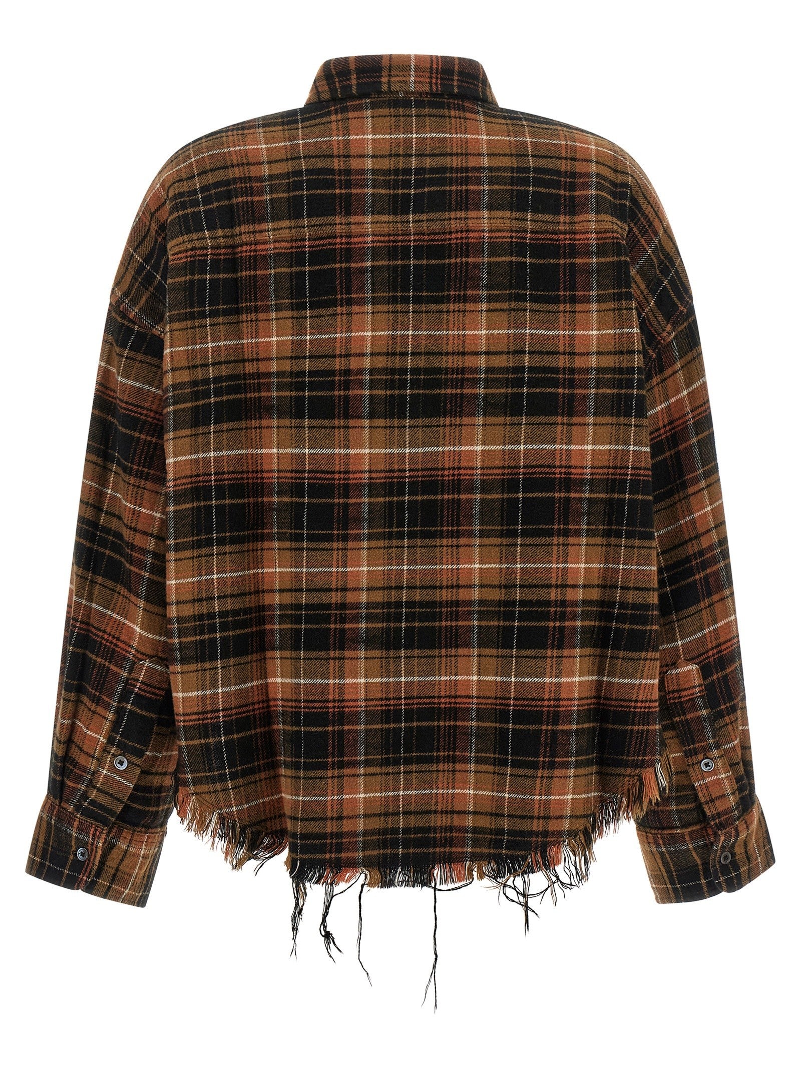 R13 Raw Cut Cropped Shirt Brown