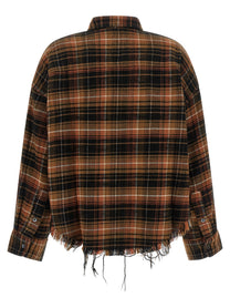 R13 Raw Cut Cropped Shirt Brown