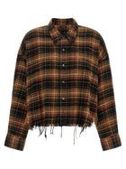 R13 Raw Cut Cropped Shirt Brown