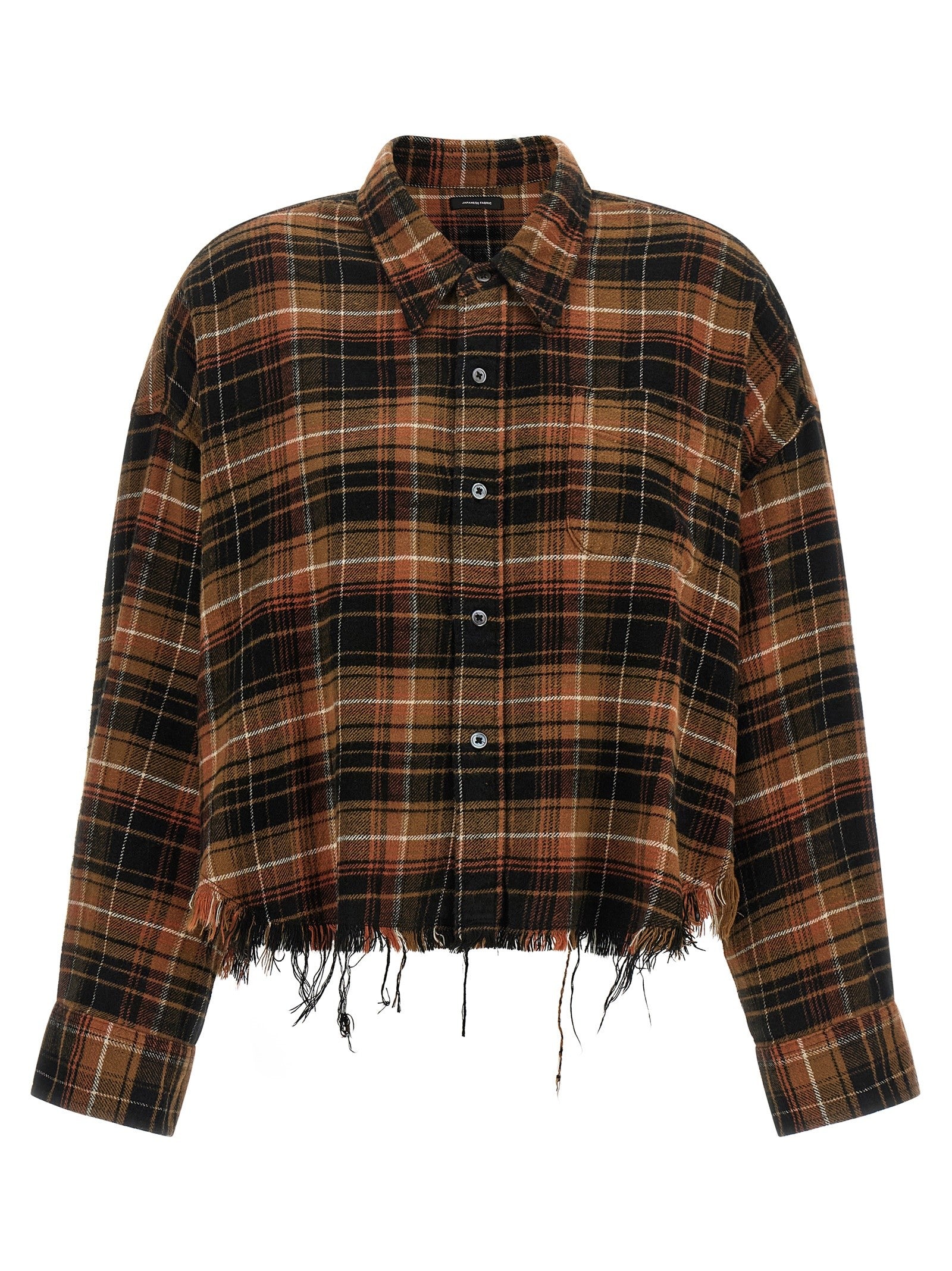 R13 Raw Cut Cropped Shirt Brown