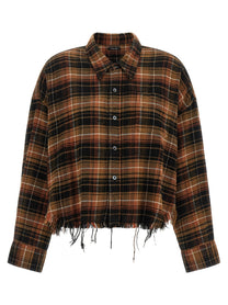 R13 Raw Cut Cropped Shirt Brown