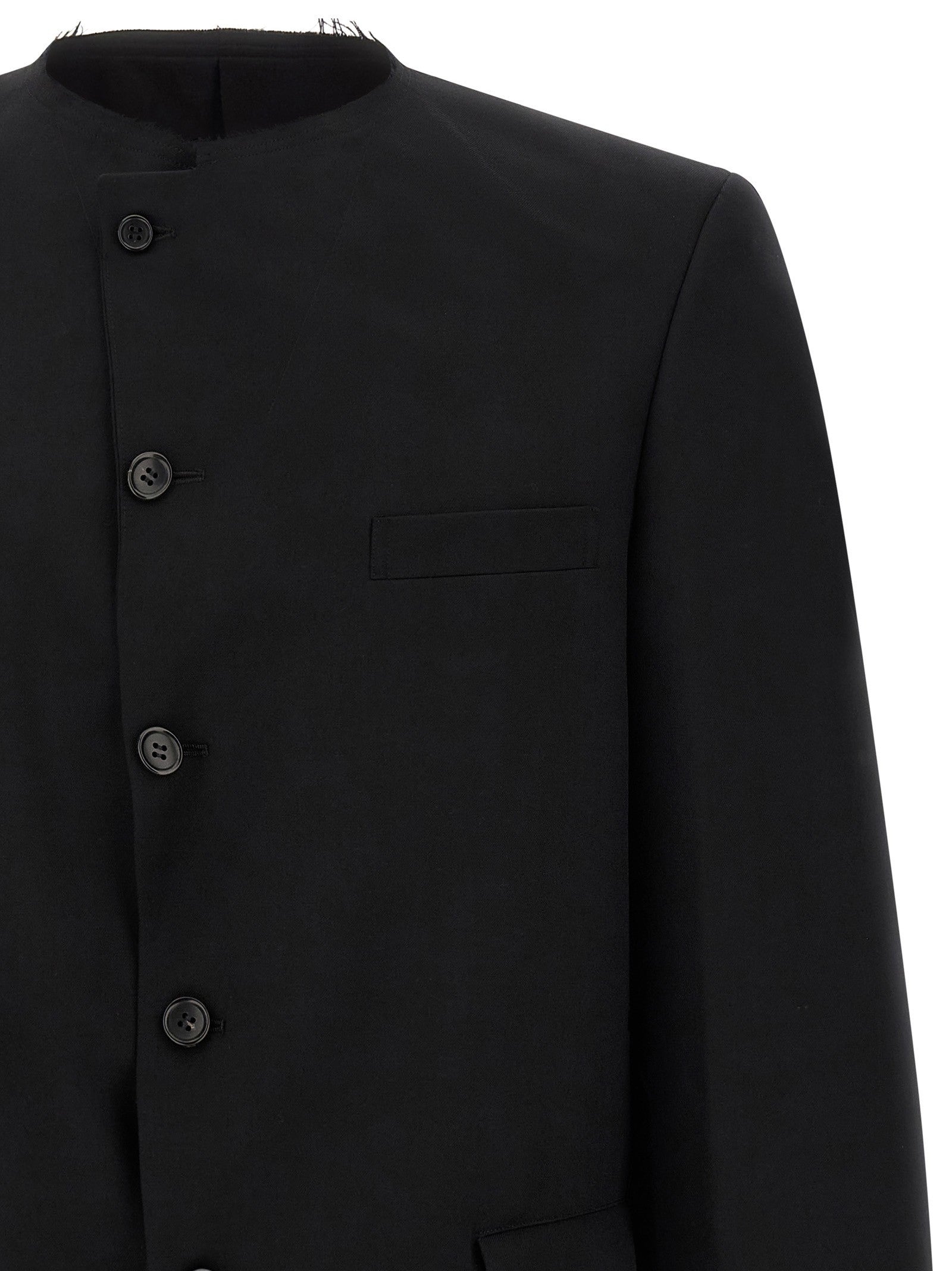 Comme Des Garcons Black Raw Cut Hem Blazer Black