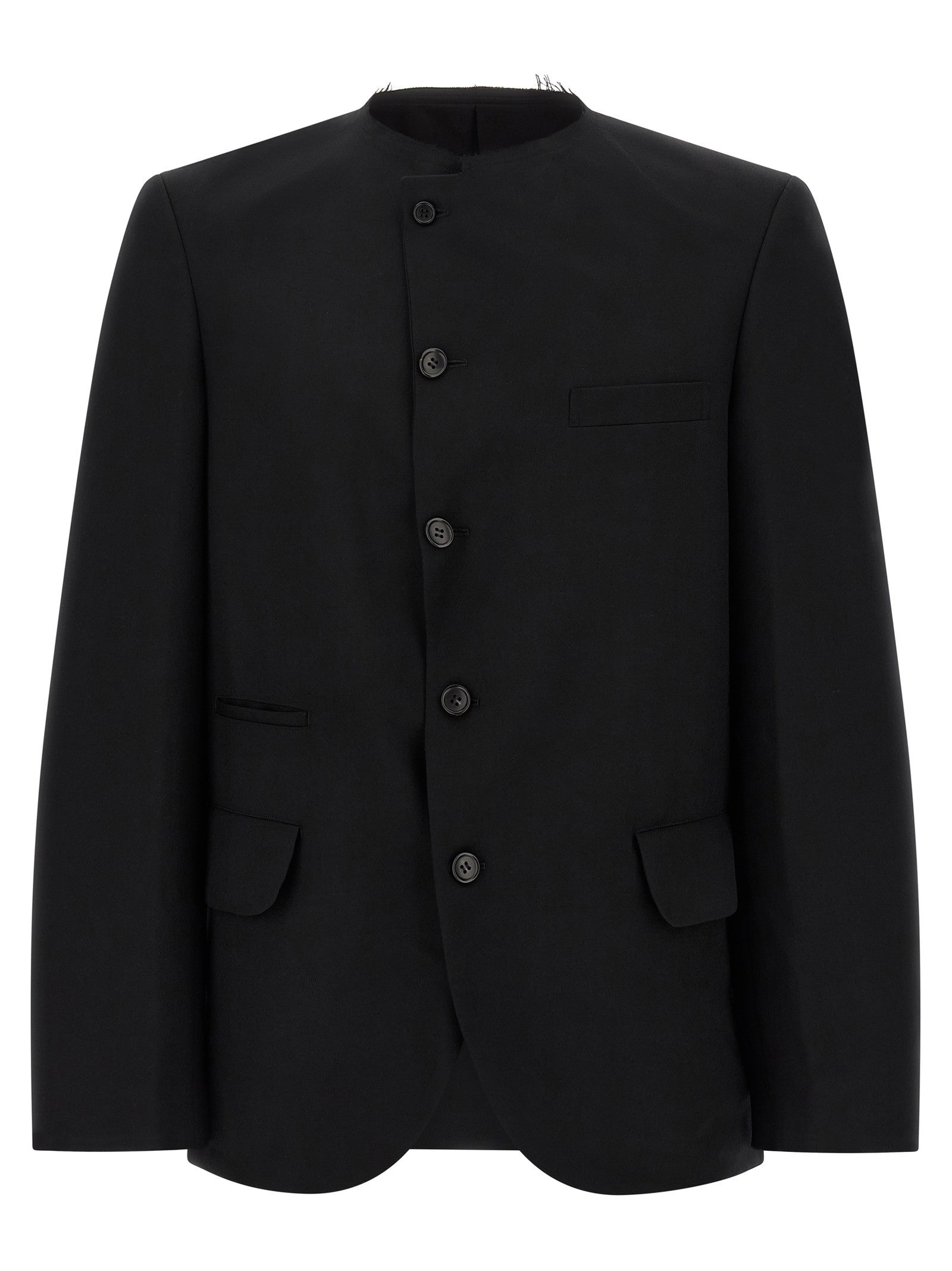 Comme Des Garcons Black Raw Cut Hem Blazer Black